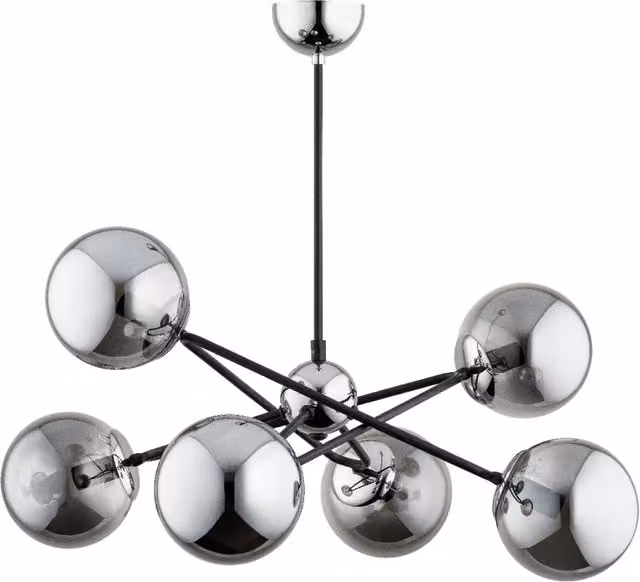 Plafoniera moderna Alfa SAGITO in metallo nero e cromato con 6 x E14