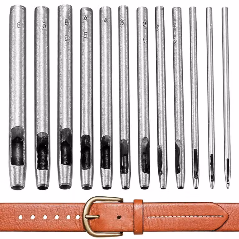 Set di 12 utensili per foratura, tra cui punzone e punteruolo, in acciaio inossidabile, con diametri da 0,5 a 6 mm