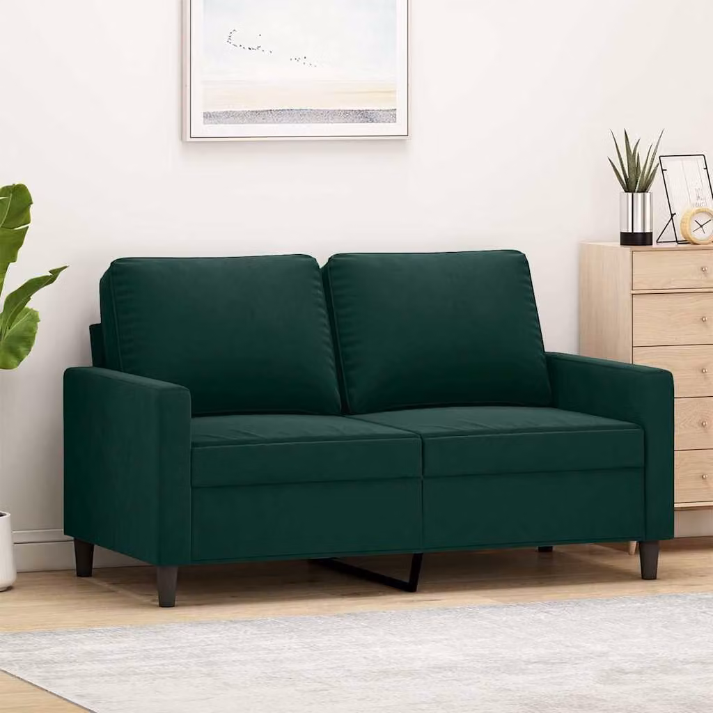 vidaXL Divano Moderno a 2 Posti in Velluto Verde con Struttura in Metallo per il tuo Soggiorno L: 138 cm, P: 80 cm, H: 77 cm