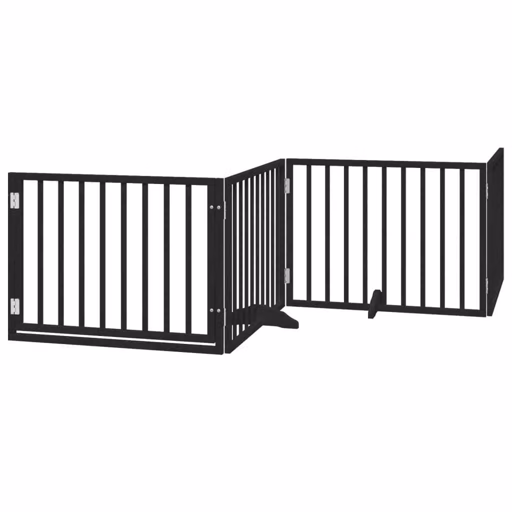 Cancello per Cani Porta Pieghevole Nero 4 Pannelli 320cm Pioppo
