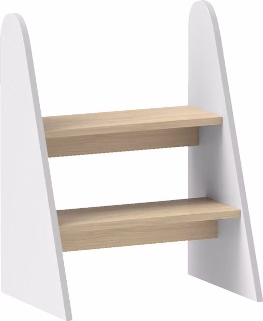 Sgabello Montessori AIYAPLAY a 2 Gradini per Bambini, Scaletta con Bordi Arrotondati, Bianco – 1