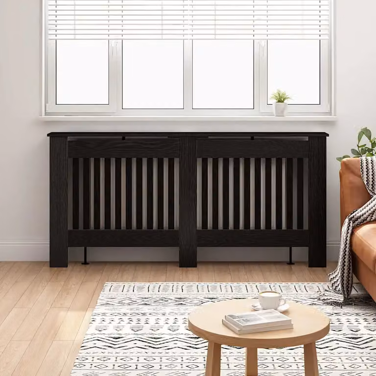 Copertura per radiatori vidaXL in legno Rovere Nero L: 172 cm, P: 19 cm, H: 81,5 cm