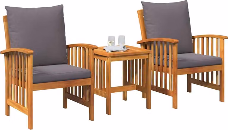 Set Divano da Giardino con cuscino 3 pcs Olio Naturale