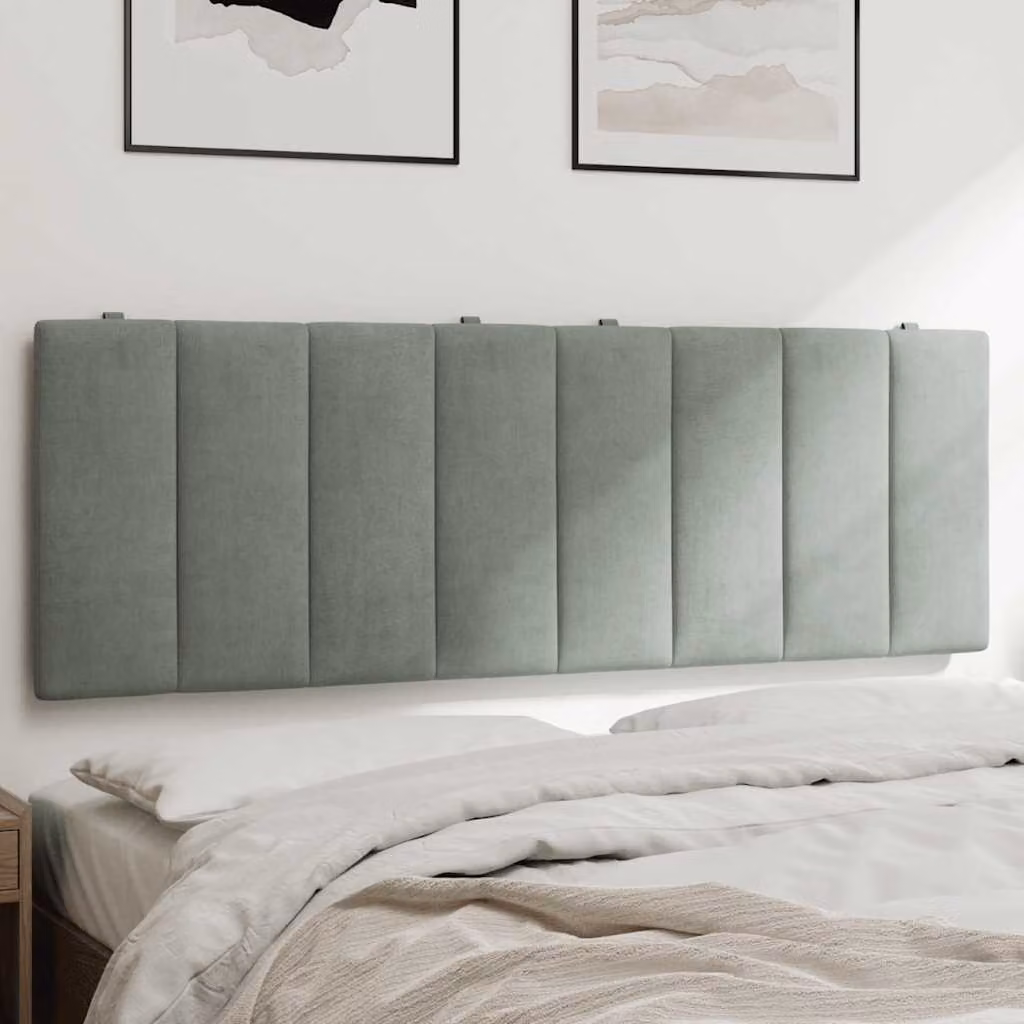 vidaXL Cuscino Testiera Hanko in Velluto Grigio Chiaro, Larghezza: 140 cm