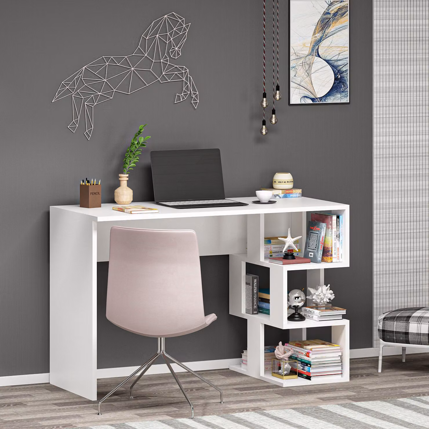 Skye Decor, Dardanos- Dardanos OLV, bianco, tavolini, 73,8x110x50 cm, 100% pannello di particelle rivestito in melamina