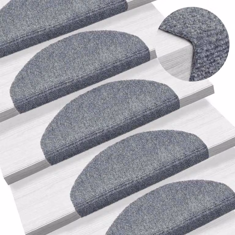 Set di 10 tappetini per scale autoadesivi vidaXL, forma semicircolare, colore grigio chiaro, L: 65 cm, P: 21 cm, H: 4 cm