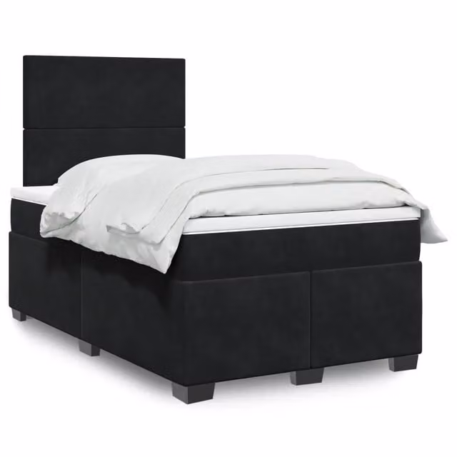 Letto Ibrido vidaXL con Materasso in Velluto Nero e Bianco L/P: 120 x 200 cm