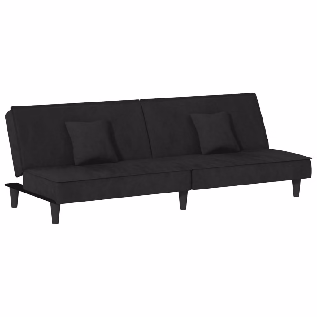 Divano Letto Nero in Velluto