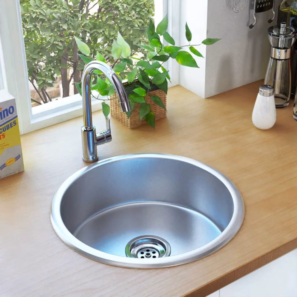 The Living Store Lavello da incasso con setaccio e sifone in acciaio inox