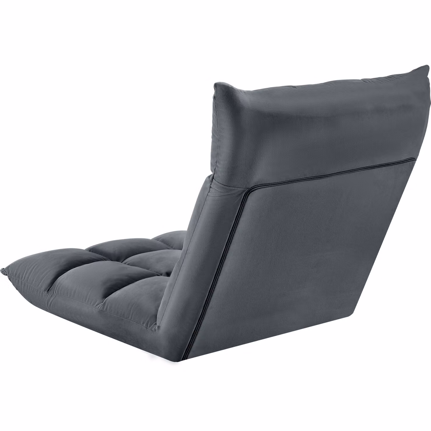 Poltrona relax tectake Snooze in velluto grigio con struttura in metallo e imbottitura in schiuma, regolabile in 14 posizioni – 3