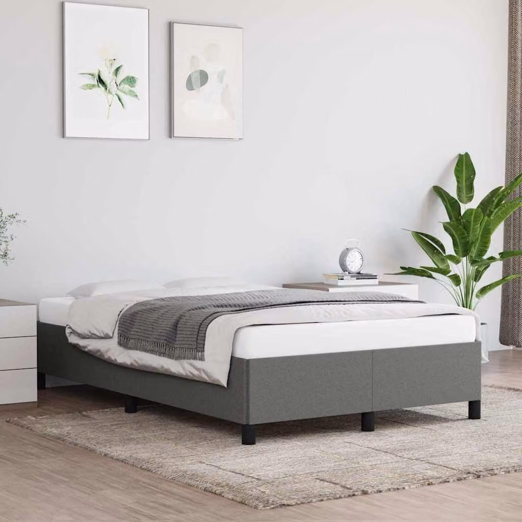 vidaXL Giroletto senza Materasso in Tessuto Grigio L/P/H: 120 x 200 x 35 cm