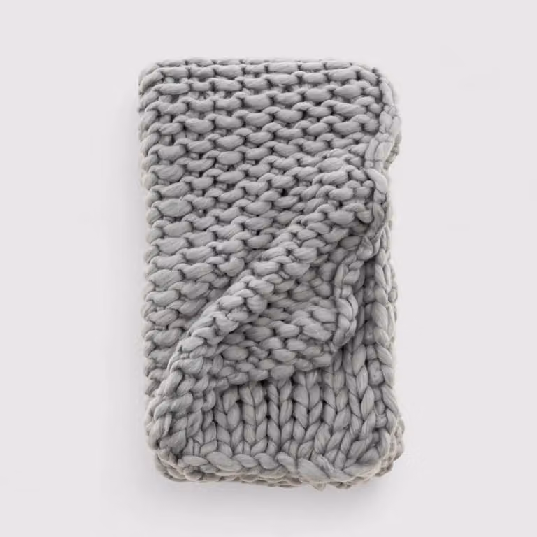 Jazar - Piccolo plaid grigio chiaro a trama grezza
