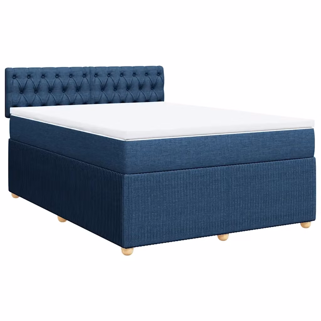 Letto Ibrido vidaXL con Giroletto a Molle e Materasso Blu e Bianco in Tessuto L 160 x P 200 cm – 2