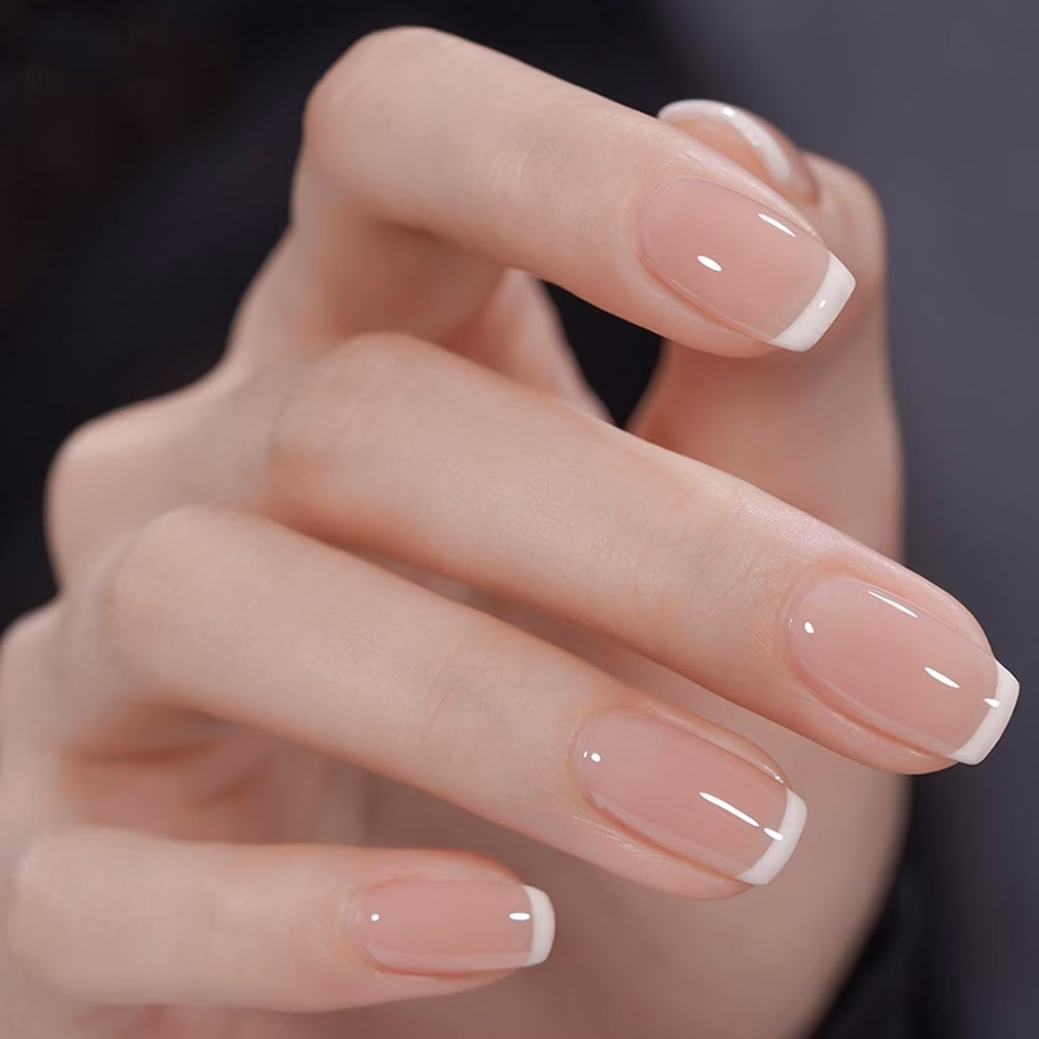 Unghie finte in acrilico, modello French, 24 pezzi, per unghie artificiali da donna, colore bianco