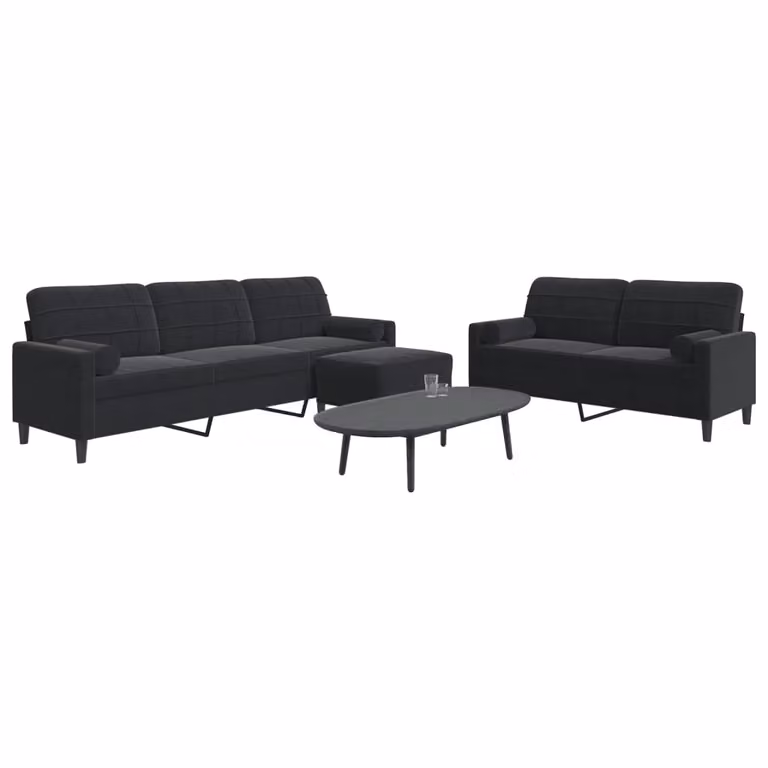 Maison Exclusive - Set divano 3 pezzi con cuscini e cuscini cervicali in velluto nero