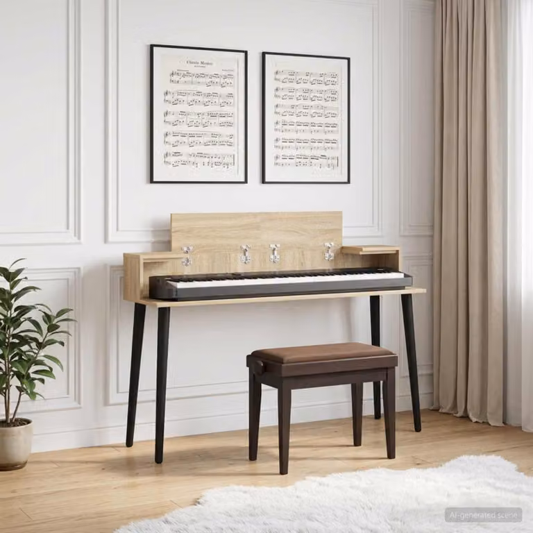 Scrivania da ufficio moderna vidaXL in MDF laminato color rovere, L: 110 cm, P: 36 cm, H: 19,5 cm