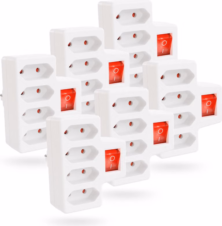greate 6x presa a 4 vie per spine Euro con interruttore fino a 2300W - adattatore di presa senza cavo, presa multipla