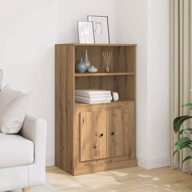 Credenza Buffet Design Mania in Legno Rovere Marrone per Cucina e Soggiorno L/P/H: 60 x 35,5 x 103,5 cm – 1