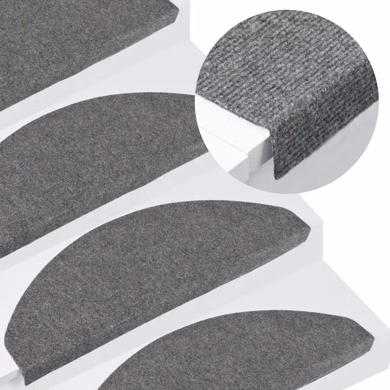 vidaXL Set di 10 Tappetini Autoadesivi per Scale Antiscivolo e Fonoassorbenti, Grigio, L 65 x P 22,5 x H 3,5 cm