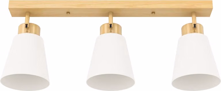 Plafoniera a LED, 40W, teste orientabili, attacchi E27, finitura legno