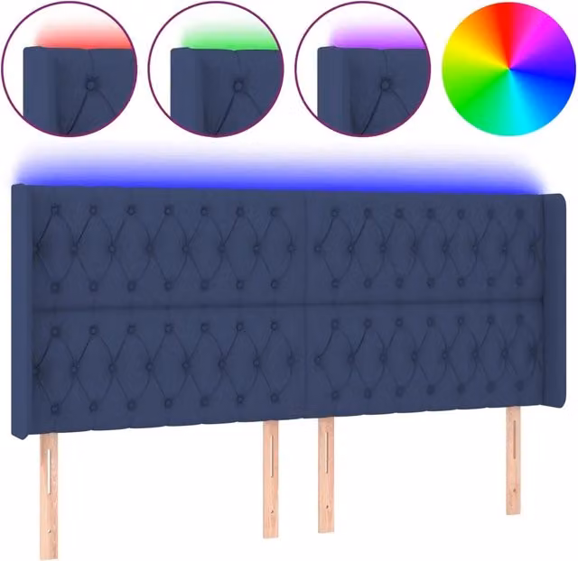Testiera | Testata a LED Blu 203x16x118/128 cm in Tessuto