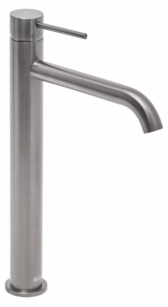 Miscelatore monocomando per lavabo SAT Aurum, acciaio inossidabile, finitura spazzolata effetto "gun metal"