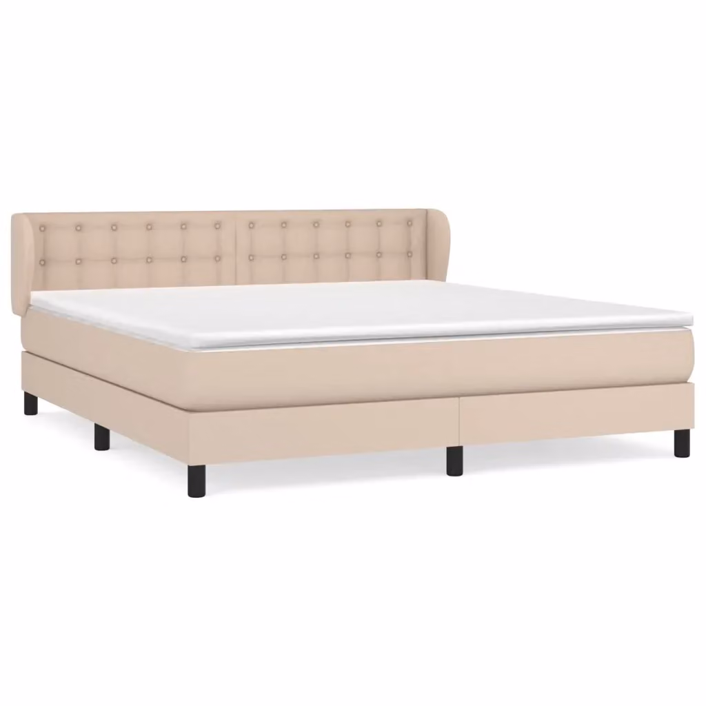 Letto con Giroletto a Molle e Materasso vidaXL in Similpelle Beige, L/P: 160 x 200 cm – 2