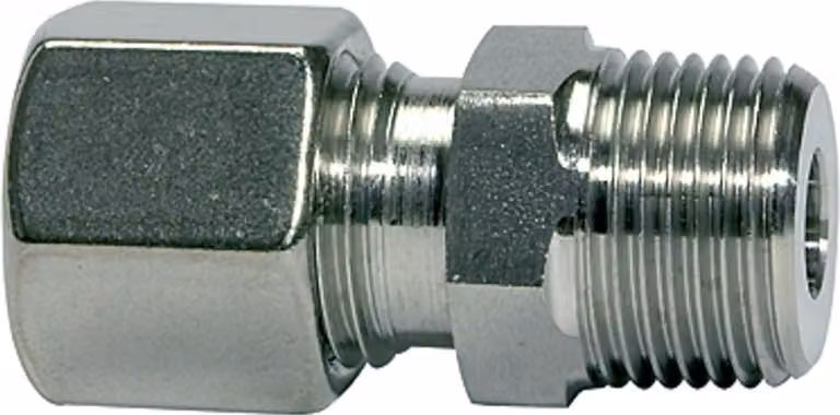 Raccordo a vite diritto Riegler, R3/8, Ø tubo 15, ES 1.4571, 315 bar