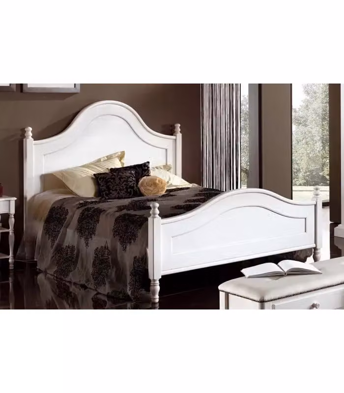 Letto matrimoniale Mobili 2G in legno laccato bianco opaco L: 174 cm, P: 216 cm, H: 148 cm – 2
