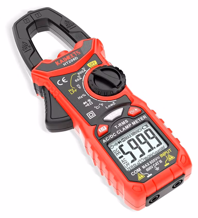 Multimetro digitale - Pinza amperometrica True RMS - 600 A - Display LCD bicolore - Con rilevamento NCV