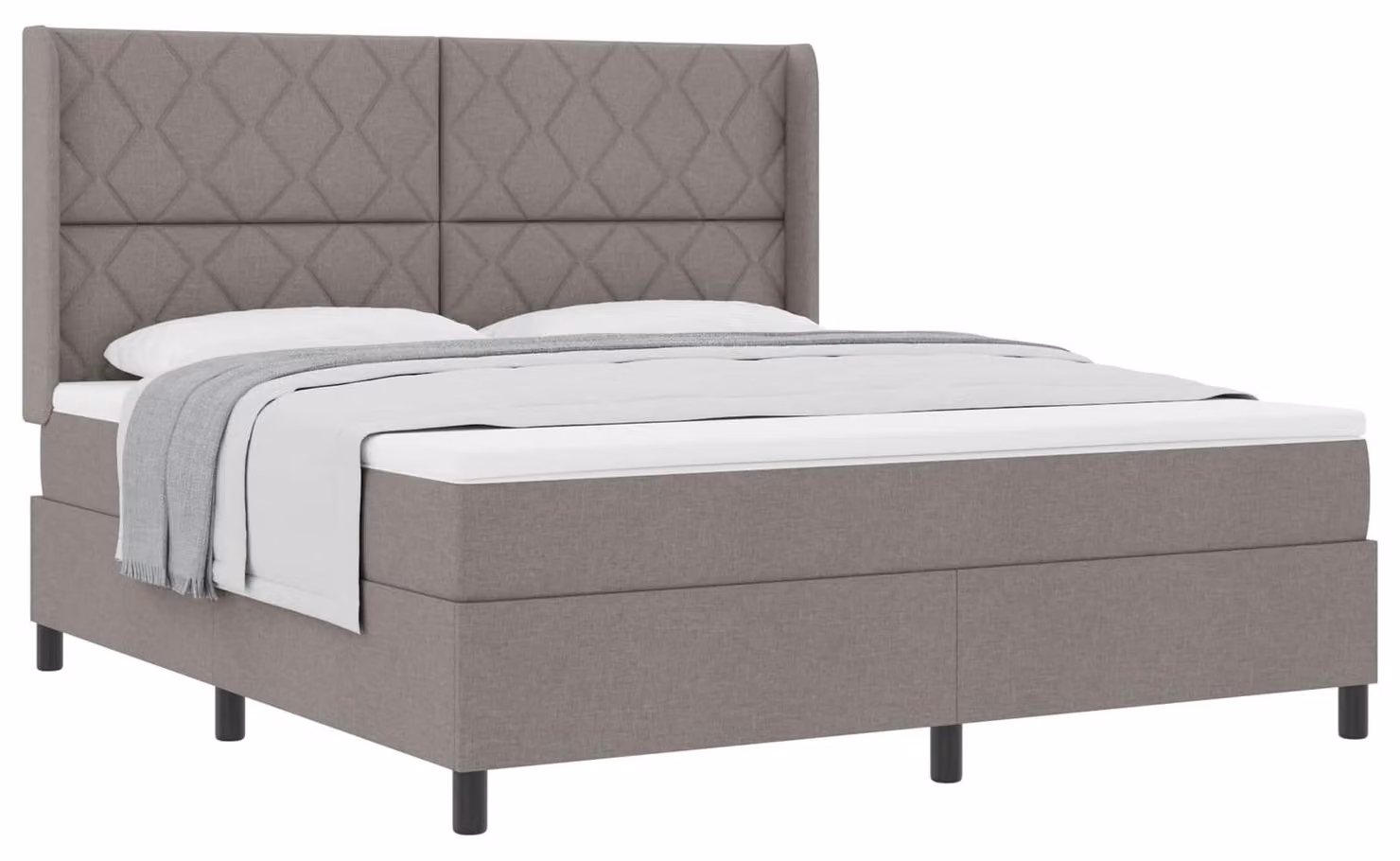 Letto a molle con materasso Taupe 180 x 200 cm in tessuto