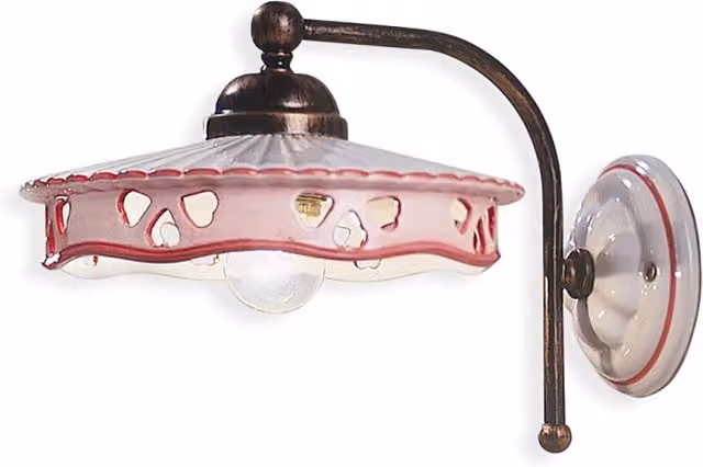Applique Classica Alessandria Ferro E Ceramica Nero Sfumato Rame 1 Luce E27