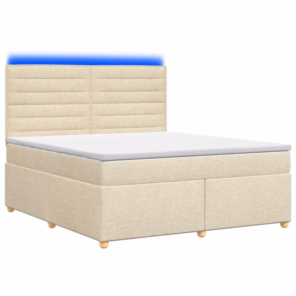 Letto box spring vidaXL con materasso a molle insacchettate e base contenitore, rivestimento in tessuto beige e bianco, L/P: 160 x 200 cm – 2