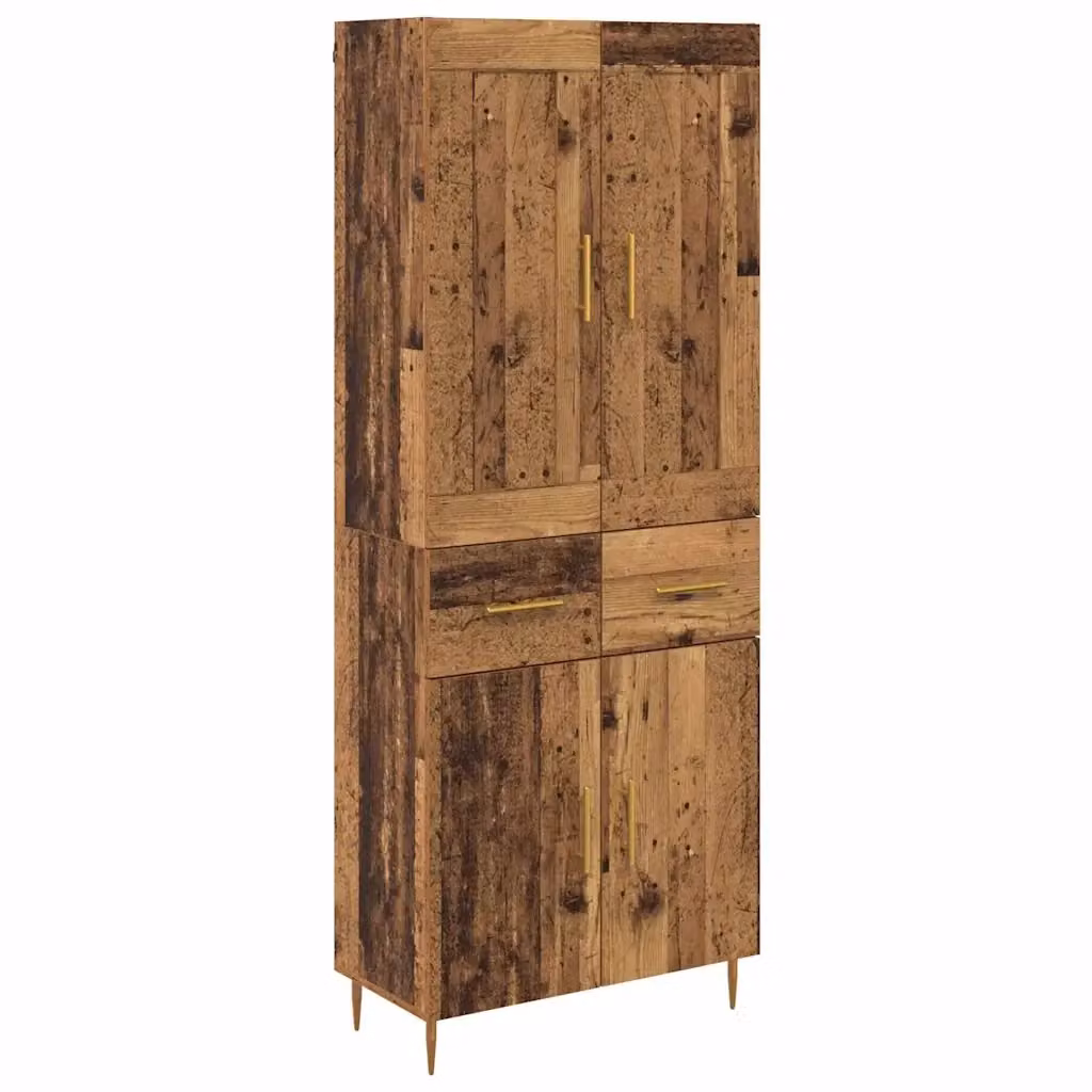 Credenza moderna vidaXL in legno e metallo, colore marrone e oro, con ante a battente e ripiani interni, L: 69,5 cm, P: 34 cm, H: 180 cm – 2