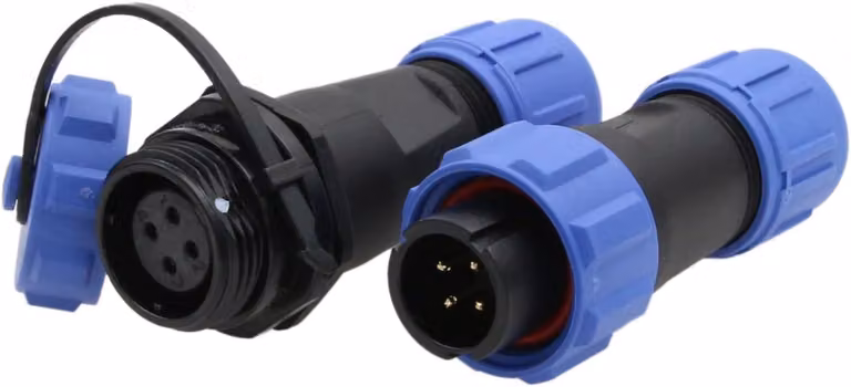 Connettore rotondo IP68, a 4 poli, diametro 13 mm, per applicazioni esterne