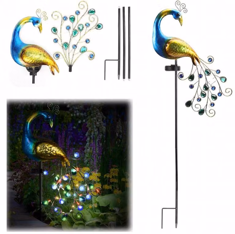 Lampada Solare A Forma Di Pavone – Decorazione Da Giardino Luminosa A Led – Regolabile