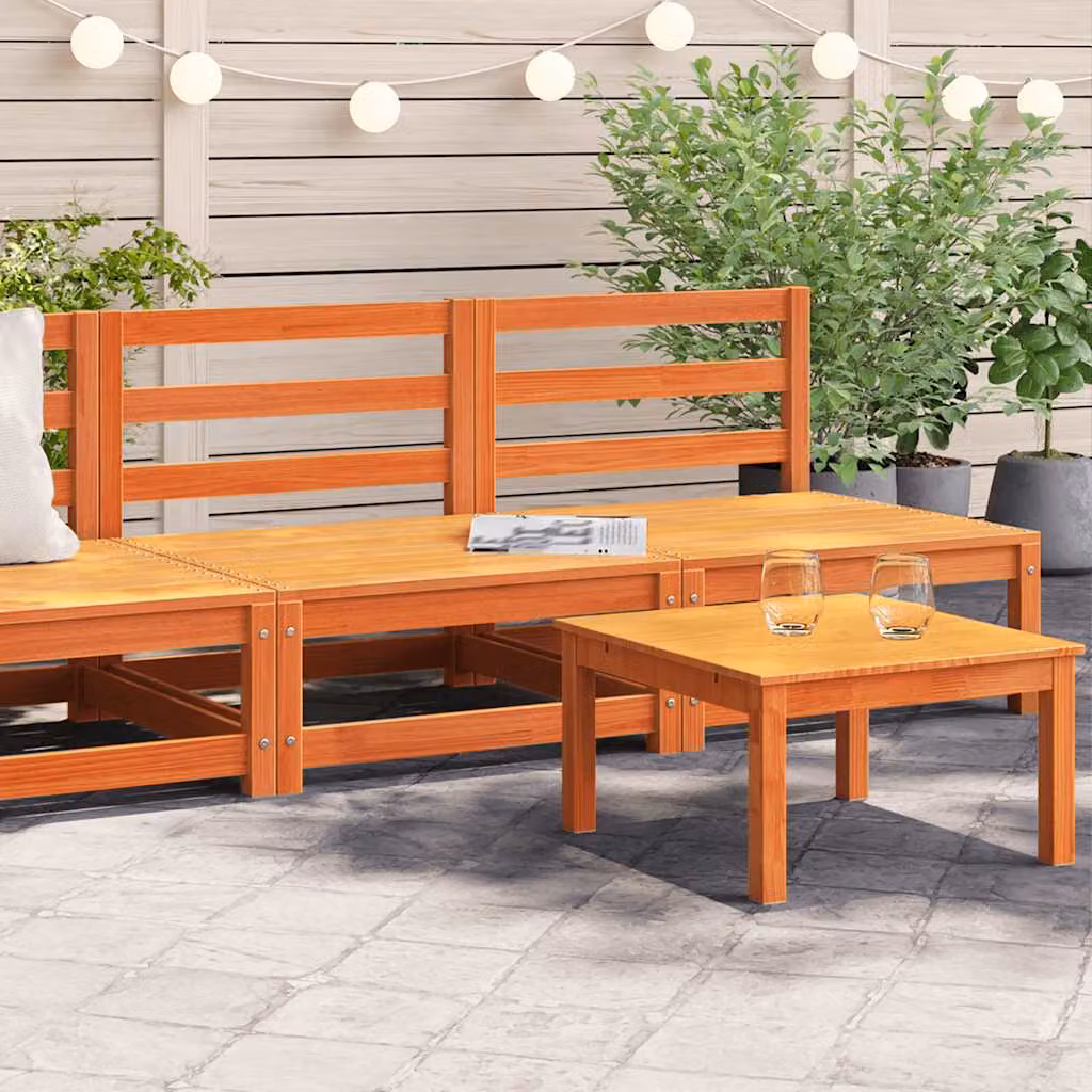 Set di 2 divani da giardino senza braccioli vidaXL in legno di pino color marrone cera, L/P/H: 70 x 70 x 67 cm