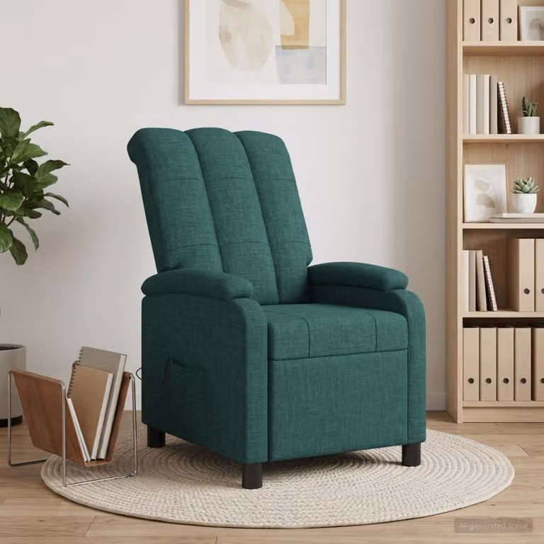 vidaXL Poltrona Relax Recliner Moderna in Tessuto Verde con Braccioli