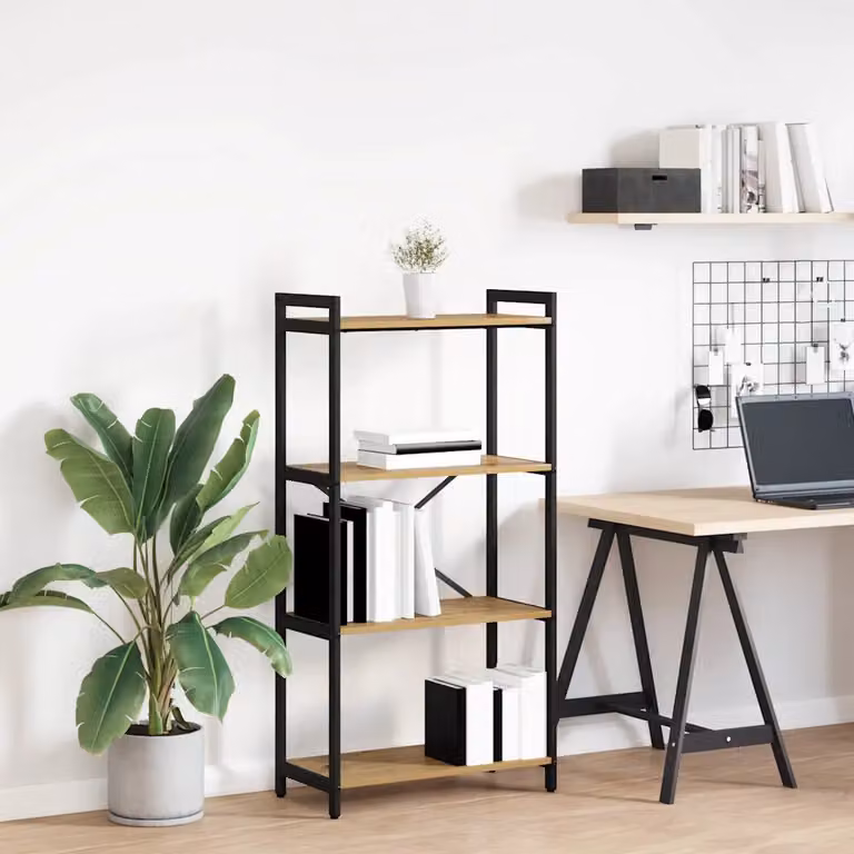 Libreria industrial vidaXL in metallo e MDF marrone e nero, L 60 cm x P 30 cm x H 120 cm