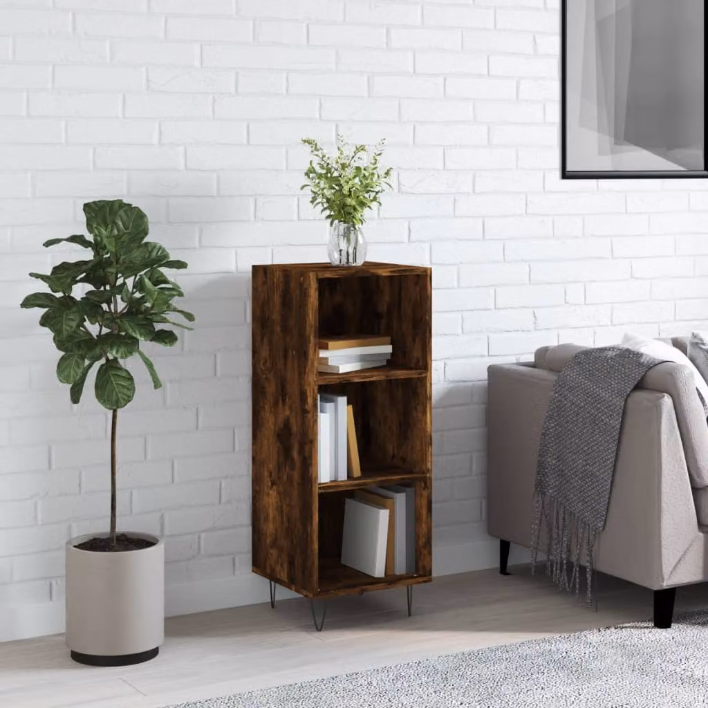 Credenza vidaXL in Legno Multistrato Rovere Fumo, L 34,5 cm x P 32,5 cm x H 90 cm