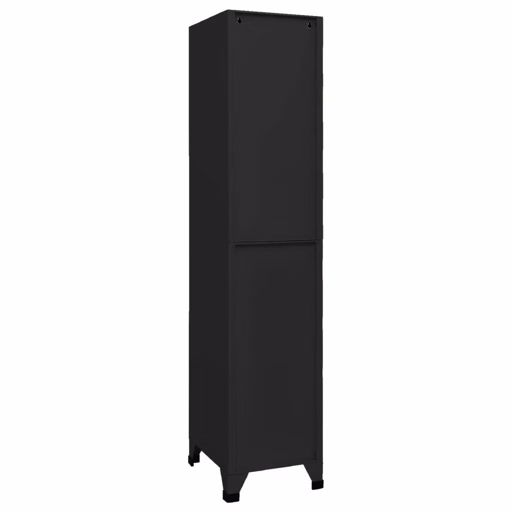 Armadietto moderno in metallo nero opaco con ante con serratura per ufficio o scuola HELLOSHOP26 L/P/H: 38 x 45 x 180 cm – 2