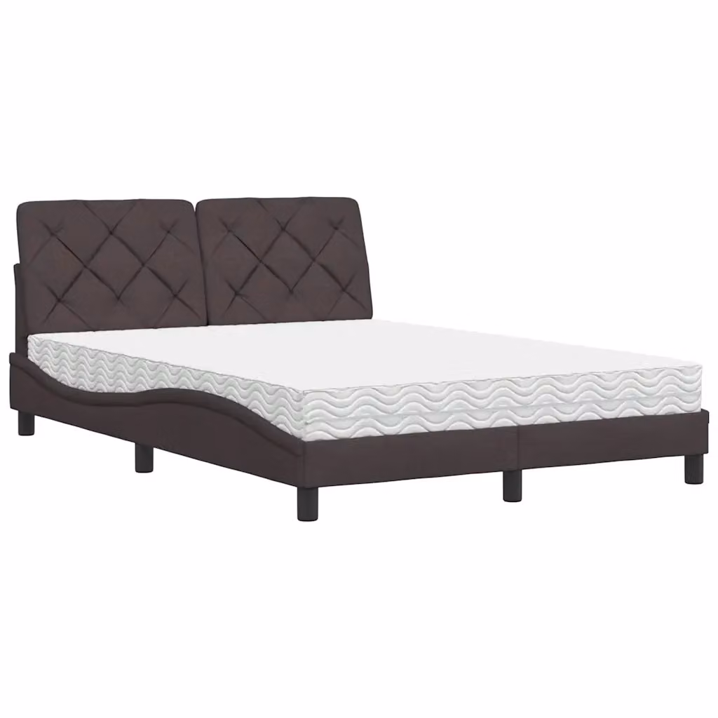 Letto moderno con materasso vidaXL in tessuto marrone e bianco L/P/H: 140 x 200 cm – 2
