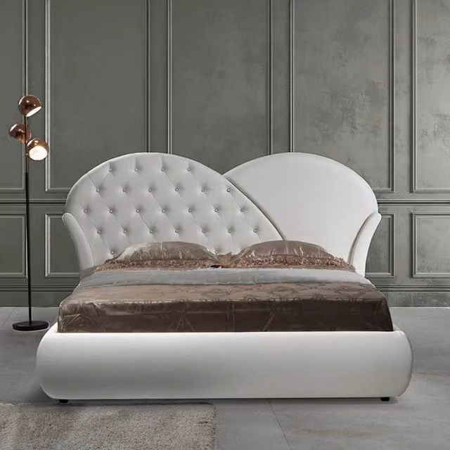 Letto con contenitore Marubi imbottito in ecopelle bianca 160 x 190 cm – 1