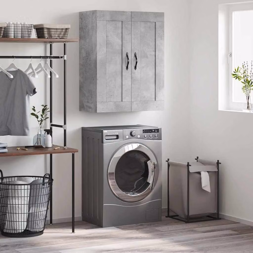 Mobile a parete vidaXL moderno in legno e metallo grigio cemento L: 69,5 cm, P: 34 cm, H: 90 cm