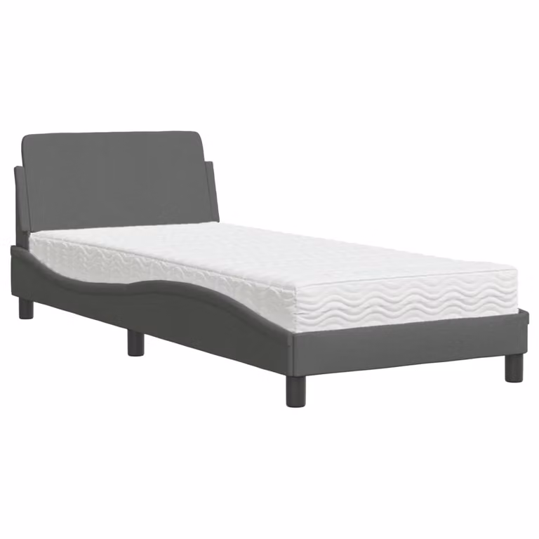Letto con Materasso Dover Grigio Scuro 80x200 cm in Tessuto