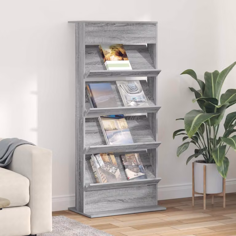 Scaffale per riviste vidaXL moderno Grigio L: 70 cm, P: 41 cm, H: 156 cm