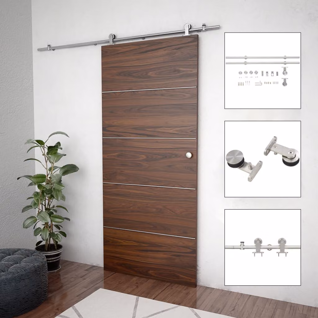 vidaXL Kit Binari per Porta Scorrevole in Acciaio Inossidabile Argento