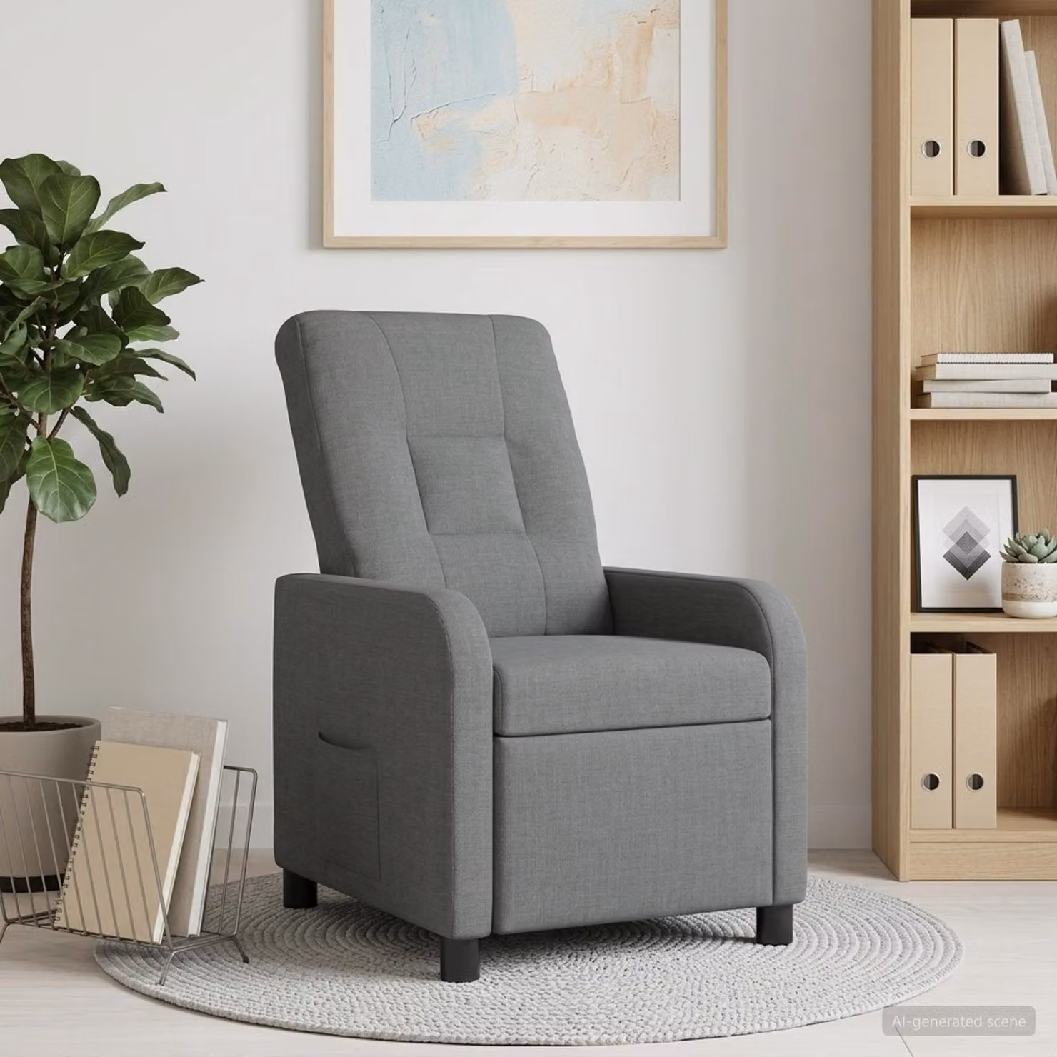 Poltrona reclinabile relax vidaXL in tessuto Grigio con braccioli e struttura moderna