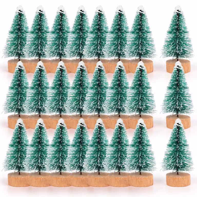 Mini alberello di Natale decorativo, 24 pezzi, 4,5 cm, verde, artificiale