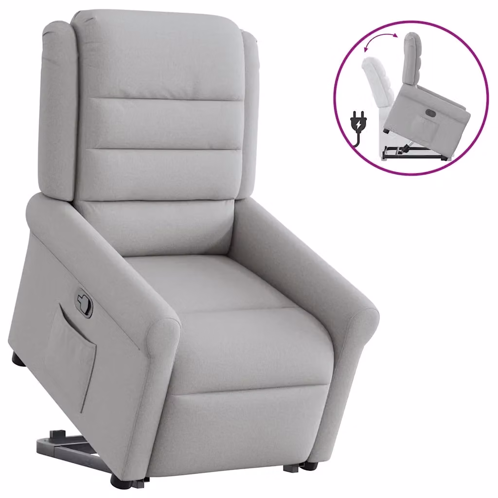Poltrona Alzapersona Reclinabile vidaXL Grigio con Assistenza Elettrica e Braccioli per Senior – 2